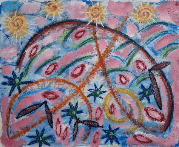 brightly coloured abstract flowers